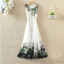 Hot  Bohemian Beach Dress Summer New O Neck Sleeveless Tank Dresses Sweet Floral Print Women Dress Casual Vestidos 71234 GS