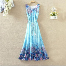 Hot  Bohemian Beach Dress Summer New O Neck Sleeveless Tank Dresses Sweet Floral Print Women Dress Casual Vestidos 71234 GS