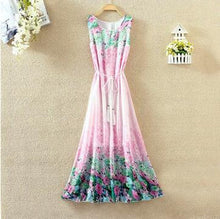 Hot  Bohemian Beach Dress Summer New O Neck Sleeveless Tank Dresses Sweet Floral Print Women Dress Casual Vestidos 71234 GS