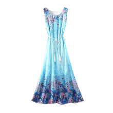 Hot  Bohemian Beach Dress Summer New O Neck Sleeveless Tank Dresses Sweet Floral Print Women Dress Casual Vestidos 71234 GS