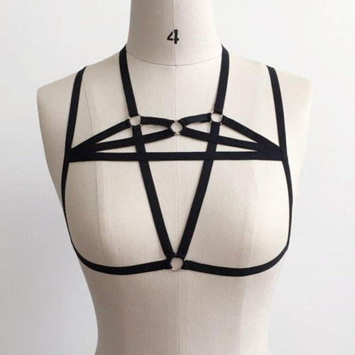 Hot Sexy Goth Bandage Crop Tops Women  sexy Adjustable Crossing Hollow Out Sexy Strappy Bustier Cropped Female #419 GS
