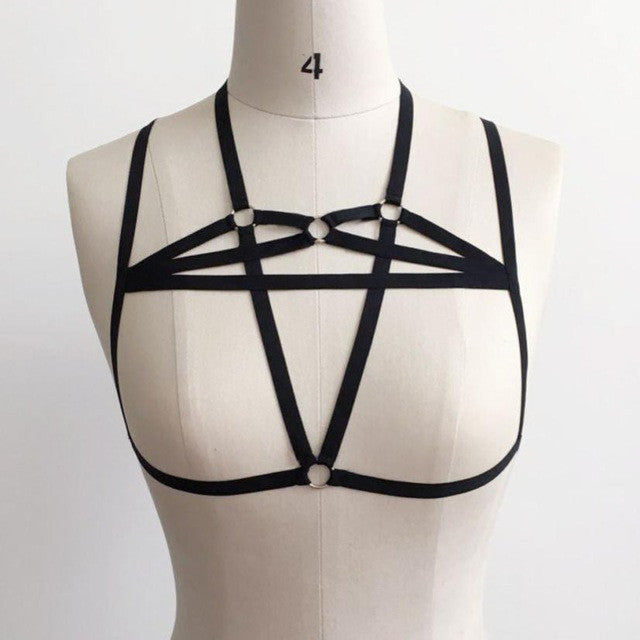 Hot Sexy Goth Bandage Crop Tops Women  sexy Adjustable Crossing Hollow Out Sexy Strappy Bustier Cropped Female #419 GS
