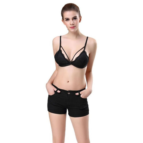 Hot Sexy Lace Bralette Ladies  Black White Adjustable Padded Bras Women Fitness Strappy Bras Crop Top Female #23 GS