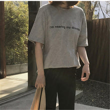 I'm nearing my direction Letter Print T-shirts New  Women Summer T Shirt Female Short Sleeve t shirts Plus Size Tops 72668 GS