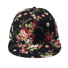 Korean Fashion Caps Women   Floral Print Hip-Hop Hat Flat Adjustable Baseball Cap For Women gorras mujer Sun Hat #03 GS
