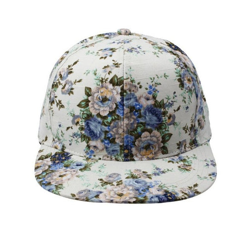 Korean Fashion Caps Women   Floral Print Hip-Hop Hat Flat Adjustable Baseball Cap For Women gorras mujer Sun Hat #03 GS