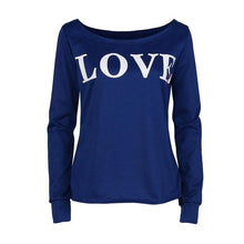 LOVE Print T shirts Women Casual Long Sleeve Zipper Black Blue Womens Tops   T-Shirt Femme camisas femininas #1214 GS