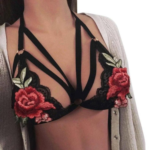Lace Appliques Floral Crop Top Ladies New Sexy Lace Embroidered Bralette Unpadded Badage Camisole Femme Crop Tops women  #01 GS