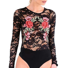 Lace Hollow Out sexy bodysuits Women  Embroidery Jumpsuit Romper Women overalls Ladies  Clothes Black/White #23 GS