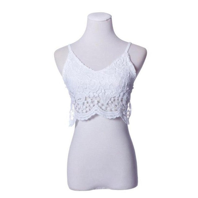 Lace Splice Cropped Female   Style Basic Women Crochet Tank Camisole Lace Vest Bralette Bra Crop Top Camis Women #82 GS