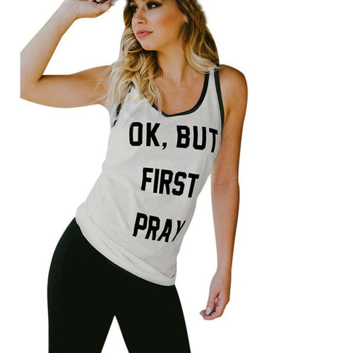 Ladies  Tank Tops Women  Letter Print Casual Sleeveless Tank Tops Fitness T-Shirt Vest O-Neck Women Clothes #23 GS