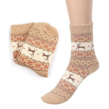 LandFox  Fashion Cute Christmas Deer Design Casual Knit Wool Socks Warm  Mens Women GS