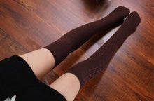 LandFox  Fashion Women Socks New Cotton Women Knit Over Knee Thigh Spiral Pattern High Boot Socks GS