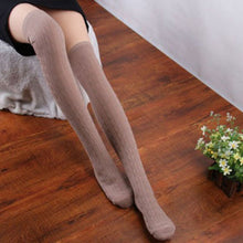 LandFox  Fashion Women Socks New Cotton Women Knit Over Knee Thigh Spiral Pattern High Boot Socks GS