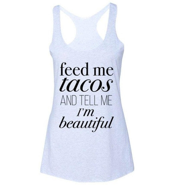 Letter Print Womens Sleeveless Tank Tops For Women   Beach Wear Tops Tees Fitness Vest White femme #63 GS