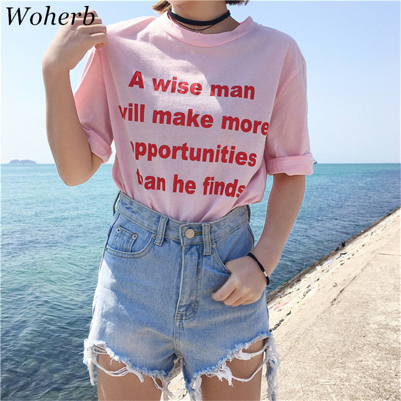 Letter Print t-shirt Plus Size  New Fashion Women Pink T shirts Casual Women Short Sleeve O-neck Tops 72677 GS