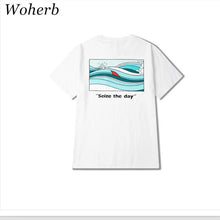 Loose Couple T-shirt  Summer Short Sleeves Clothes Seize The Day Letter T-shirts Casual Plus Size Top Tee 33036 GS