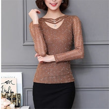 M-3XL New  Women Summer Lace T Shirt Fashion Hollow Out Tops V-Neck Full Sleeve t-shirt Plus Size tee 72593 GS