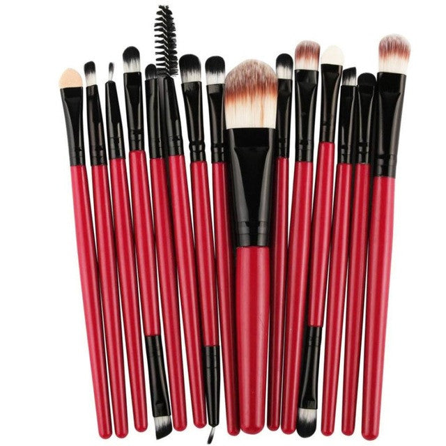 MAANGE 15 pcs/Sets Eye Shadow Foundation Eyebrow Lip Brush Makeup Brushes Tool pinceis de maquiagem escova oval Anne GS