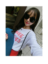 MORE ISSUES Letter Print t-shirt  New Women Hole T shirts clothing Women Top Full Sleeve Female O-neck Plus Size tops 72670 GS