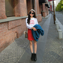 MORE ISSUES Letter Print t-shirt  New Women Hole T shirts clothing Women Top Full Sleeve Female O-neck Plus Size tops 72670 GS