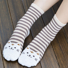 Meias  Hot Sale 3D Animals Striped Cartoon Socks Women Girls Cute Cat Footprints Funny Cotton Socks Floor calcetines 5Colors GS