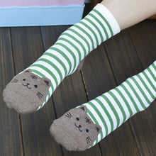 Meias  Hot Sale 3D Animals Striped Cartoon Socks Women Girls Cute Cat Footprints Funny Cotton Socks Floor calcetines 5Colors GS
