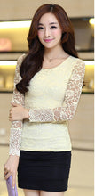 NEW Fall Brand Slim wild t-shirt women Bow Long-sleeved Lace t shirt Plus Size tops 9673 GS