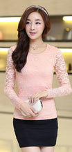 NEW Fall Brand Slim wild t-shirt women Bow Long-sleeved Lace t shirt Plus Size tops 9673 GS