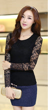 NEW Fall Brand Slim wild t-shirt women Bow Long-sleeved Lace t shirt Plus Size tops 9673 GS