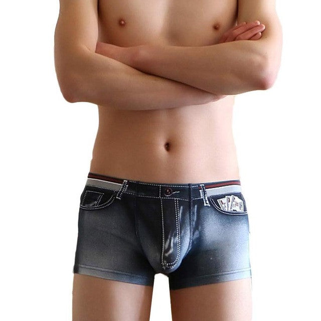 Nevoty Hot Men Underwear Boxers Panites Cotton Spandex Imitate Jeans Mens Shorts Sexy Underpanties Male ropa interior hombre GS