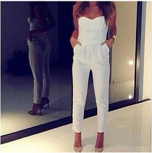 New  Women Overalls White Sexy V Strapless Playsuit Novelty Jumpsuits Summer Pencil Pants Leggings 9524 GS