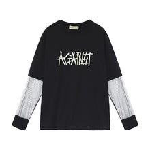 New  Embroidery Letter Net Yarn Patchwork Fake two pieces Summer T Shirt Women Fashion T-shirts Tops Plus Size GS