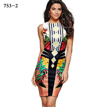 New  European Fashion 3D Geometric Print Pencil dress Sexy Dress O-neck Vestidos Sleeveless Tank Women Dresses 72692 GS
