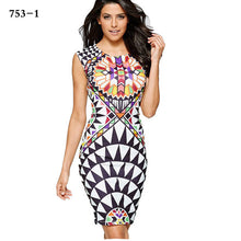 New  European Fashion 3D Geometric Print Pencil dress Sexy Dress O-neck Vestidos Sleeveless Tank Women Dresses 72692 GS