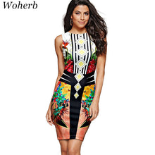 New  European Fashion 3D Geometric Print Pencil dress Sexy Dress O-neck Vestidos Sleeveless Tank Women Dresses 72692 GS