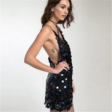 New  European Fashion Club Sexy Dress V-neck Vestidos Spaghetti Strap sleeveless Slim Sequined Bling Women Dresses 72483 GS