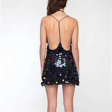 New  European Fashion Club Sexy Dress V-neck Vestidos Spaghetti Strap sleeveless Slim Sequined Bling Women Dresses 72483 GS