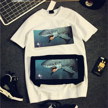 New  European Style Short Sleeve T-shirts Plus Size Shark Print Tops Casual Female t shirts O-neck Women tshirts 72458 GS