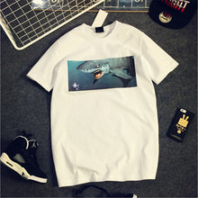 New  European Style Short Sleeve T-shirts Plus Size Shark Print Tops Casual Female t shirts O-neck Women tshirts 72458 GS