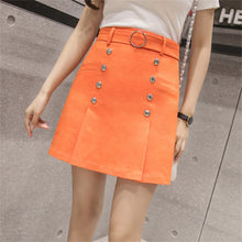 New  Fashio Colorful Sashes Pencil Skirt Mini Denim Button Skirts Woman Korean Style Cute High Waist Skirts 72564 GS