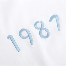 New  Fashion 1987 Number Embroidery T Shirts Hollow Out Short Sleeve Hole T-shirts Female Women Tops Plus Size 72628 GS