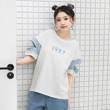 New  Fashion 1987 Number Embroidery T Shirts Hollow Out Short Sleeve Hole T-shirts Female Women Tops Plus Size 72628 GS