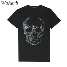 New  Fashion Cool Skull Diamonds Character Bling Women T shirts Female Plus Size T-shirt O-neck Tops Woman t shirt 72784 GS