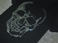 New  Fashion Cool Skull Diamonds Character Bling Women T shirts Female Plus Size T-shirt O-neck Tops Woman t shirt 72784 GS