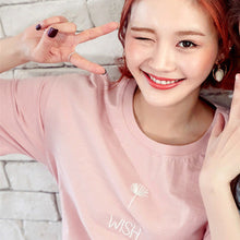 New  Fashion Dandelion WISH Letter Embroidery T Shirts Summer Short Sleeve Casual T-shirts Women Tops Plus Size 72644 GS