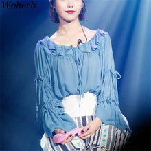 New  Fashion Elegant Bow Tie Pleated Chiffon Blouse Casual Shirt Flare Sleeve Cute Blusas Loose Women Tops Plus Size 72706 GS