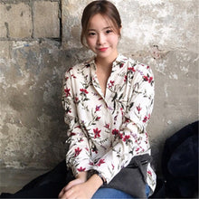 New  Fashion Elegant Full Sleeve Chiffon Blouse Floral Print Women Plus Size Tops Stand collar Shirt Button OL Blusas 72499 GS