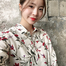 New  Fashion Elegant Full Sleeve Chiffon Blouse Floral Print Women Plus Size Tops Stand collar Shirt Button OL Blusas 72499 GS
