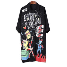 New  Fashion European Funny Cartoon Print Blouse Plus Size Shirt Casual Long Blouses Ladies Blusas Women Tops 72716 GS